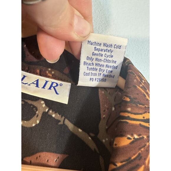 Blair Women's Large Petite Vintage Zip Up Floral Relaxed Fit Lightweight Jacket - Picture 4 of 9